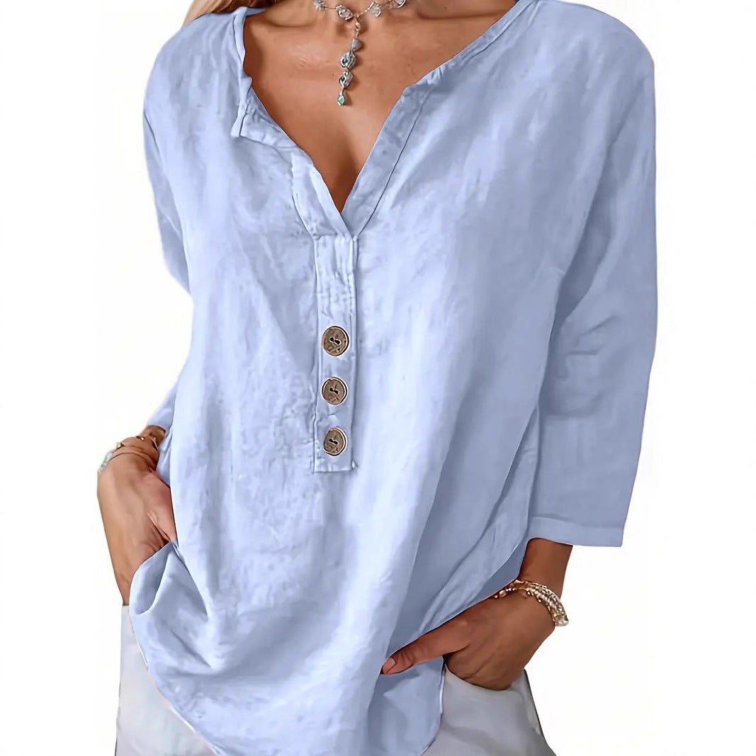 Womens Mid-length Casual Shirtversatile And Lightweight