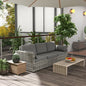 Outdoor Sofa Set PE Rattan Gray 3 Seat Steel Frame 792 lb Capacity