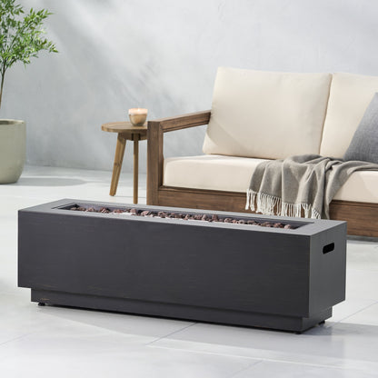 Modern 40 in Outdoor Iron Propane Fire Pit, 50,000 BTU, Sleek Design, Dark Brown