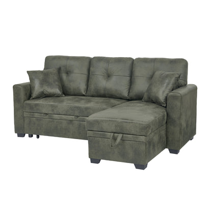 Sectional Sofa L-Shape Olive Green Sleeper 71