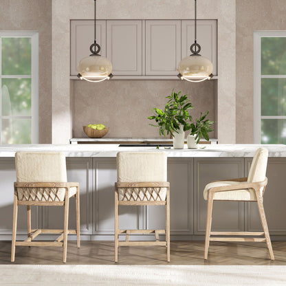 Arizona - Solid Ash Upholstered Counter Stool With Rope Detail - Creme De La Creme White