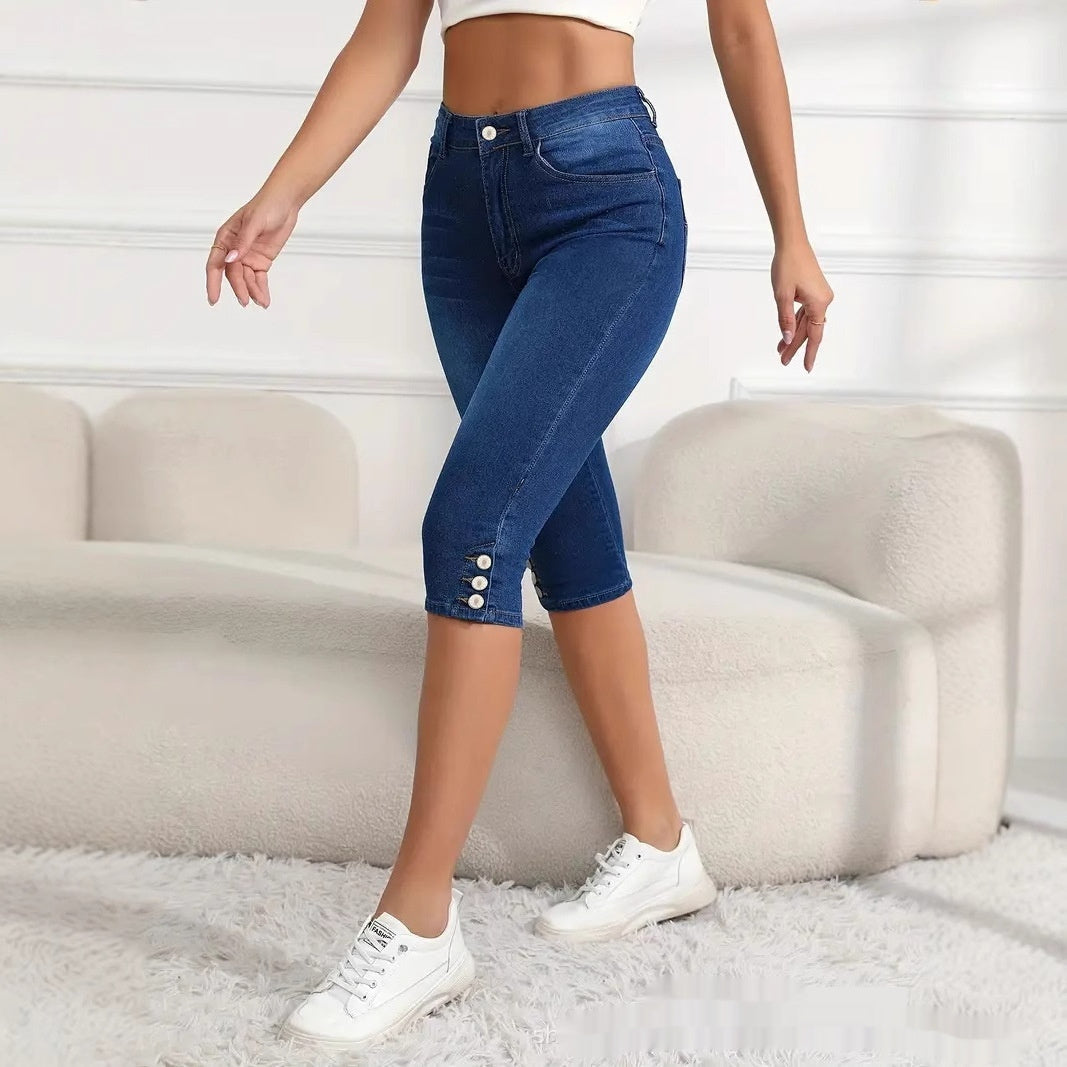 Womens Slim-fit, Versatile Plus-size Capri Pants