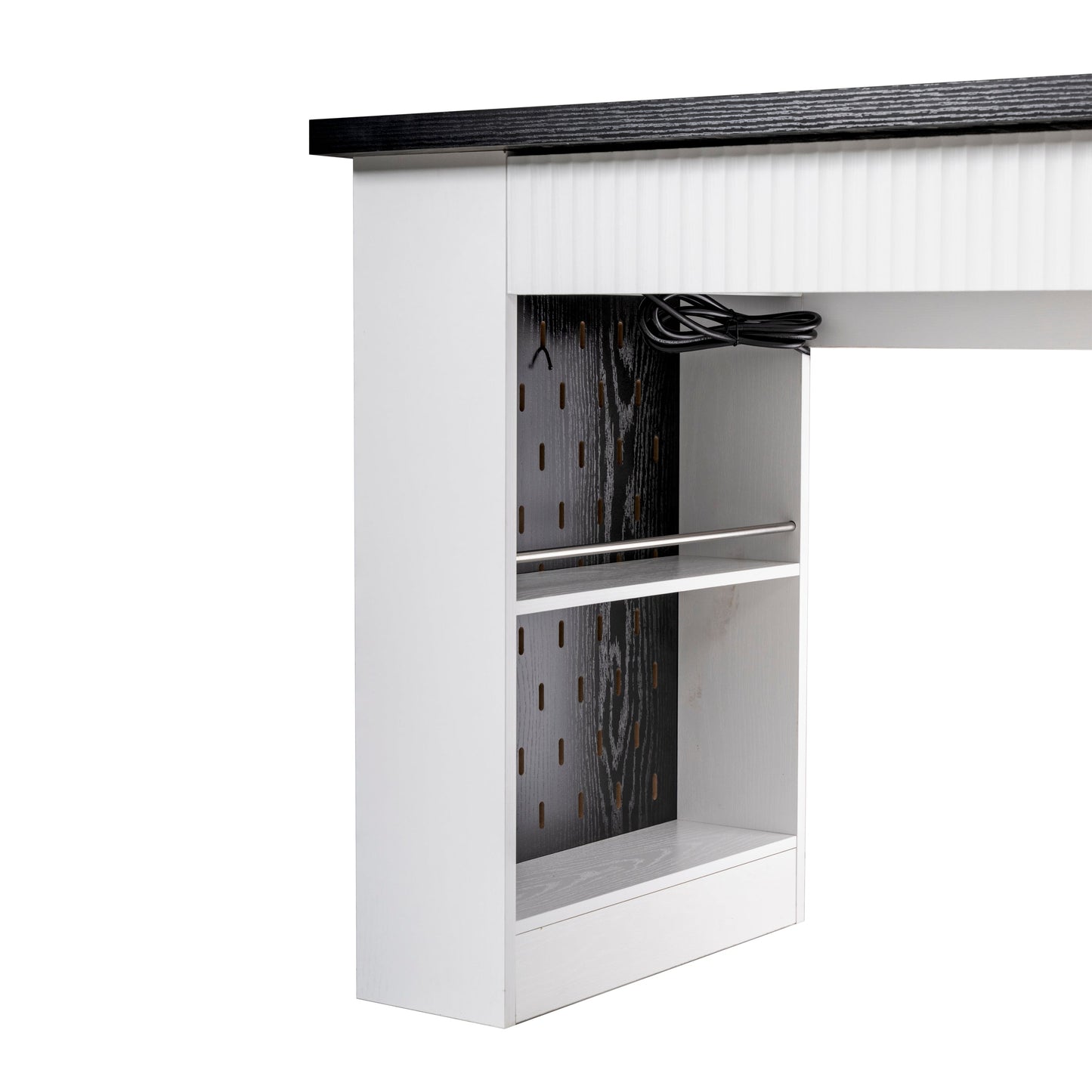 55' Modern Fluted Office Desk with Storage Cabinet and Drawers, Computer Writ...