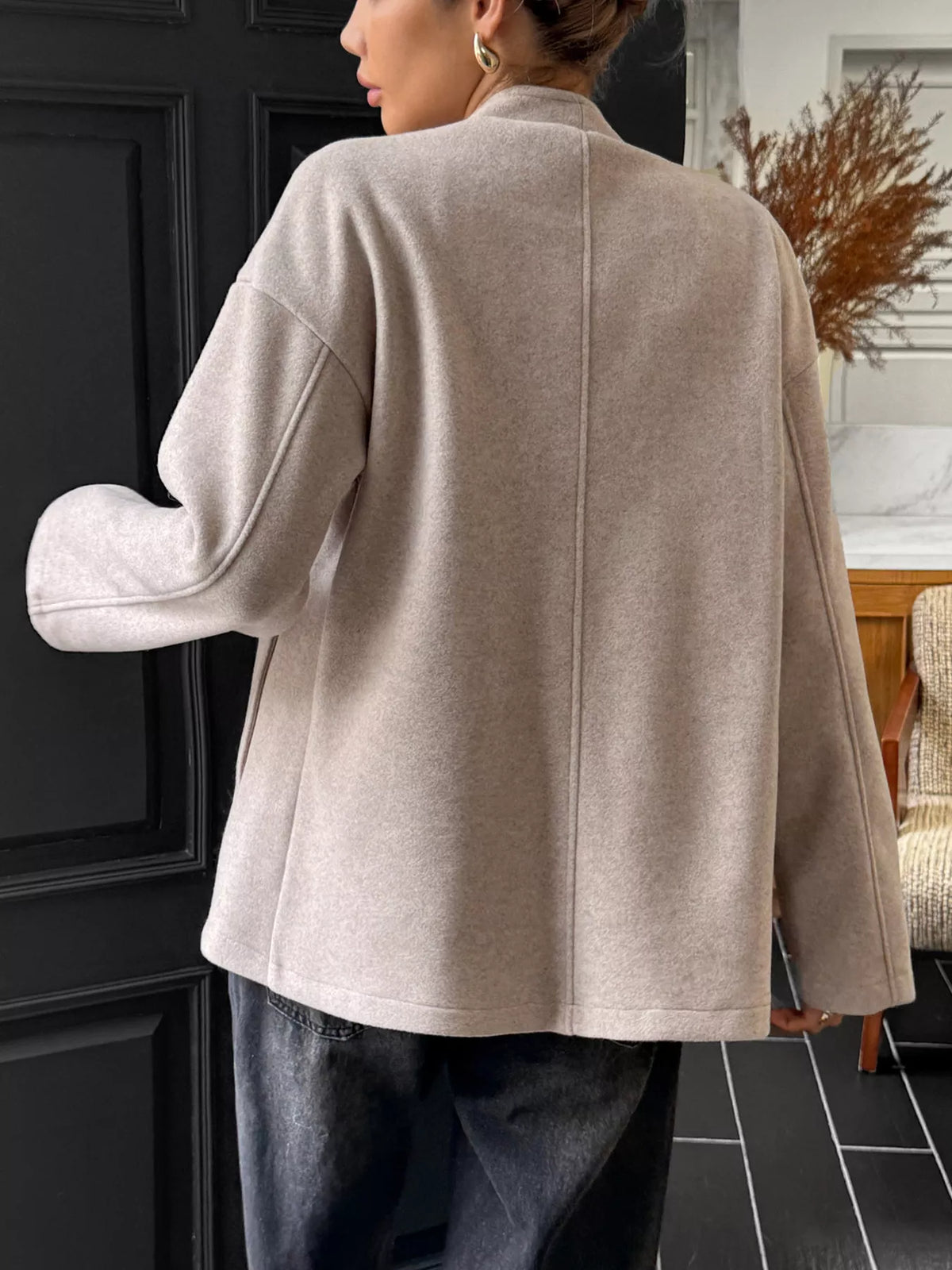 Open Front Dropped Shoulder Outerwear