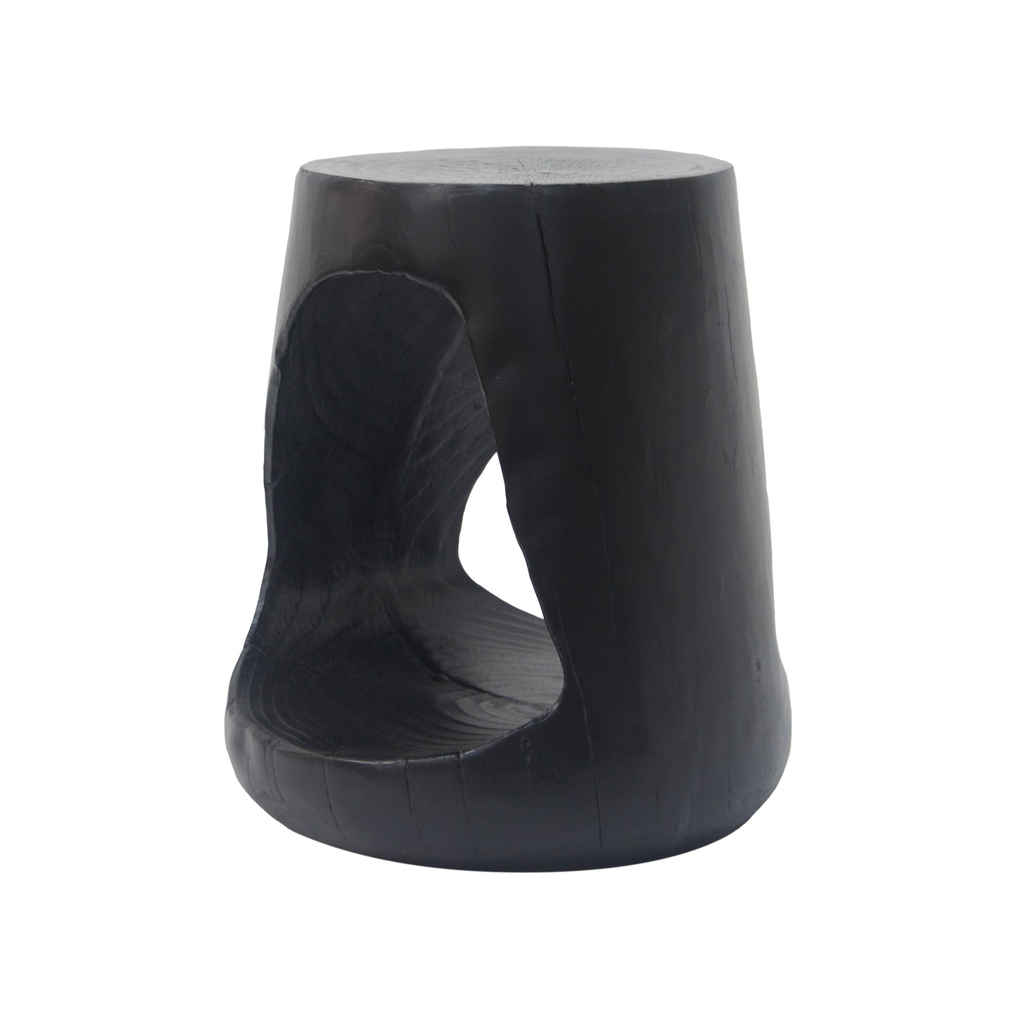 MGO Hollow Side Table, Wood-like Texture, Black, Durable Weather Resistant
