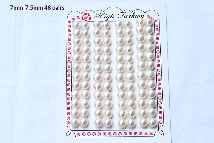 Half-hole Aurora-colored Natural Freshwater Flat-round White Pearls