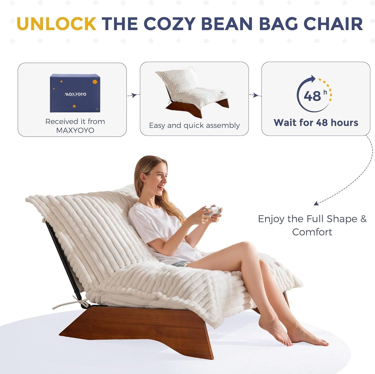Beige Upholstered Living Room Chair Adjustable Backrest