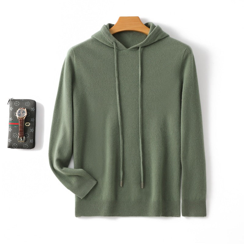 Hooded Solid-color Knitted Hoodie Sweater
