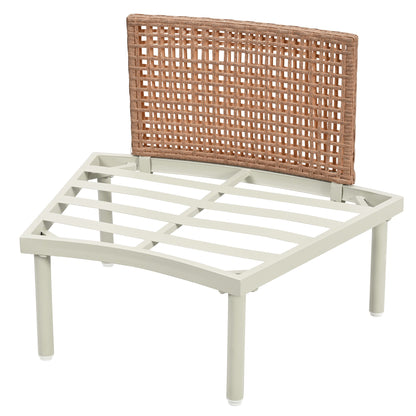 Outdoor Sectional Set PE Wicker Aluminum Beige Half Moon 8 Piece