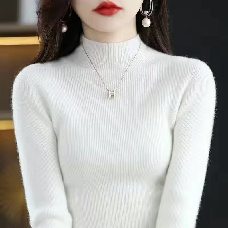 New Slim-fit Figure-flattering Sweater With A Half-high Neckline