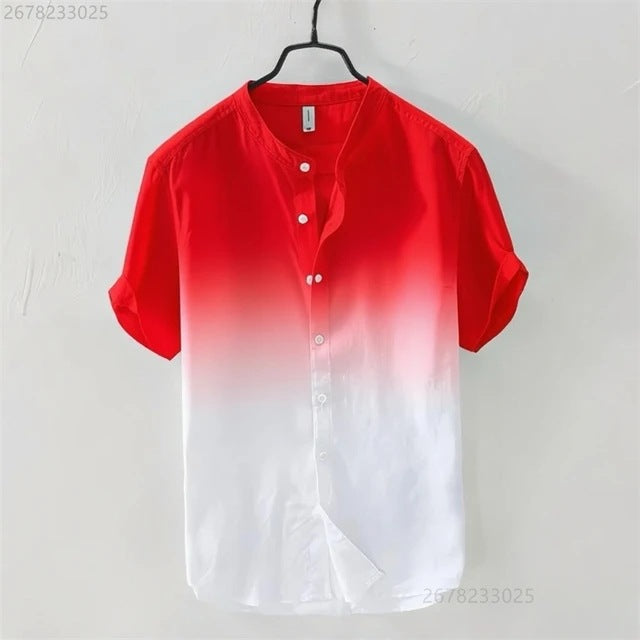 Breathable Comfortable Resort-style Ombre Short-sleeve Shirt