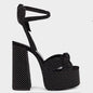 Colorblock Plus Size Catwalk Sandals Bow Love Chunky Heels