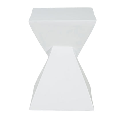 MGO X Design Side Table, White, Indoor Outdoor, 18 in H, 12.5 in Square Base