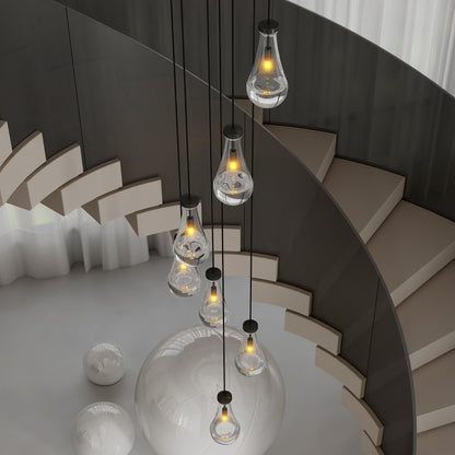 Chandelier 7-Light Pendant Adjustable Black Living Room Foyer Stairwell