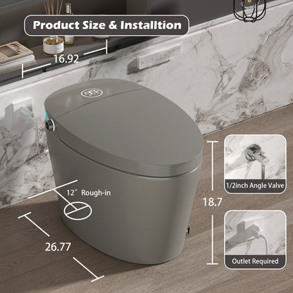 Smart Toilet with Bidet Built in, Bidet Toilet with Heated Seat, Foot Kick,Wa...