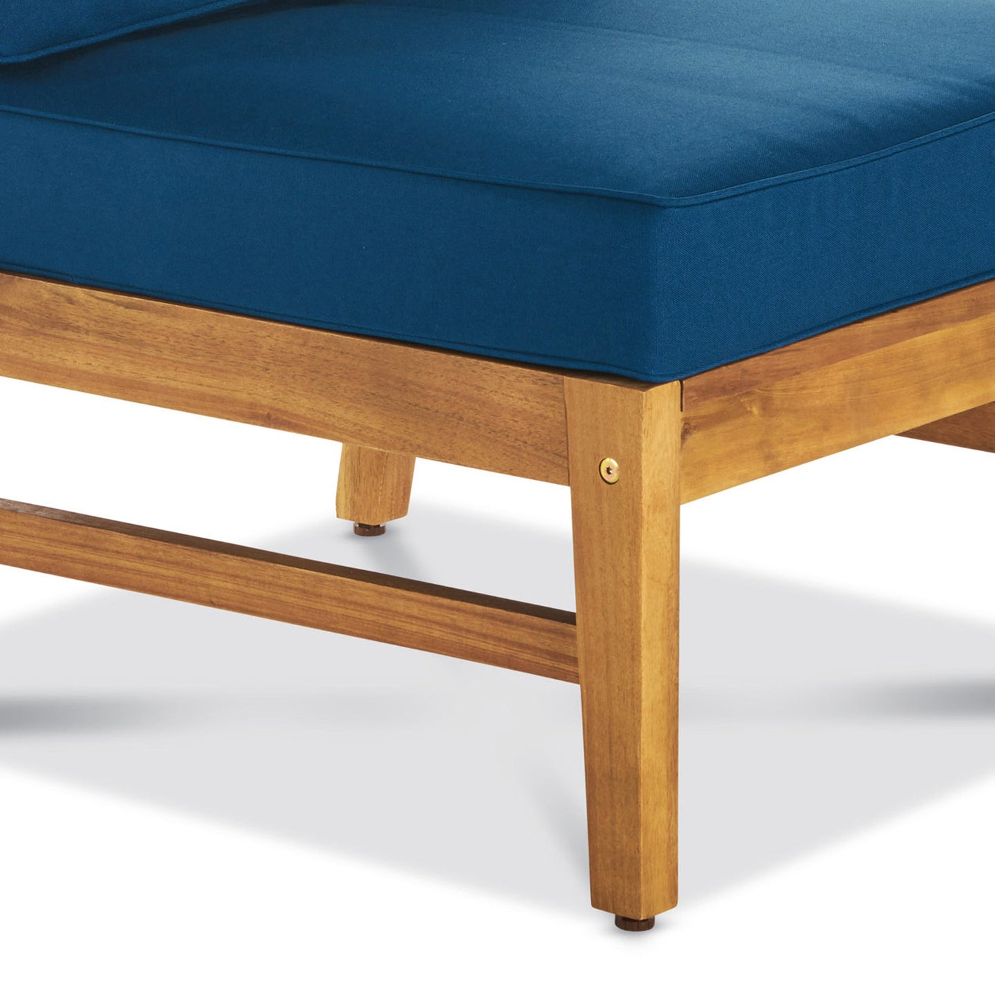 PERLA 6-Piece Outdoor Sectional Sofa Set, Acacia Wood Frame, Blue Cushions