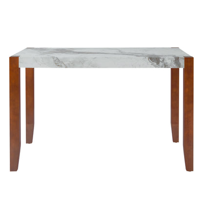 4-Piece Dining Set, 1 Marble-Look Table with 2 Upholstered Chairs and 1 Bench