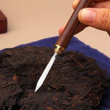 Double-headed Ruyi Golden Hoop Rod Tea Knife to Pry Copper Ebony Tea Needle