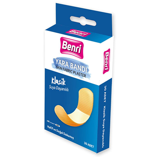 Benri Waterproof Band-Aids - 30 Count, Hypoallergenic Wound Care, Latex-Free Adhesive Bandages for Minor Cuts & Scrapes