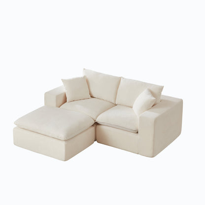 Sofa Cloud Modular Chenille White 2 Seat 79 In Sponge Particle Fill