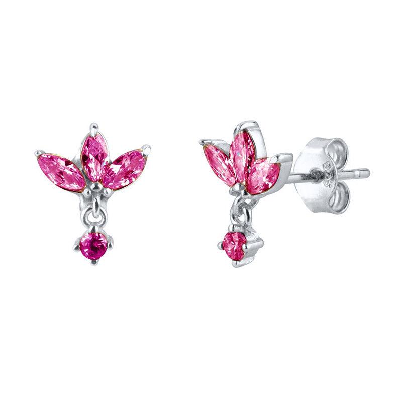 S925 Silver Needle Stud Earrings With Zircon Butterfly Design