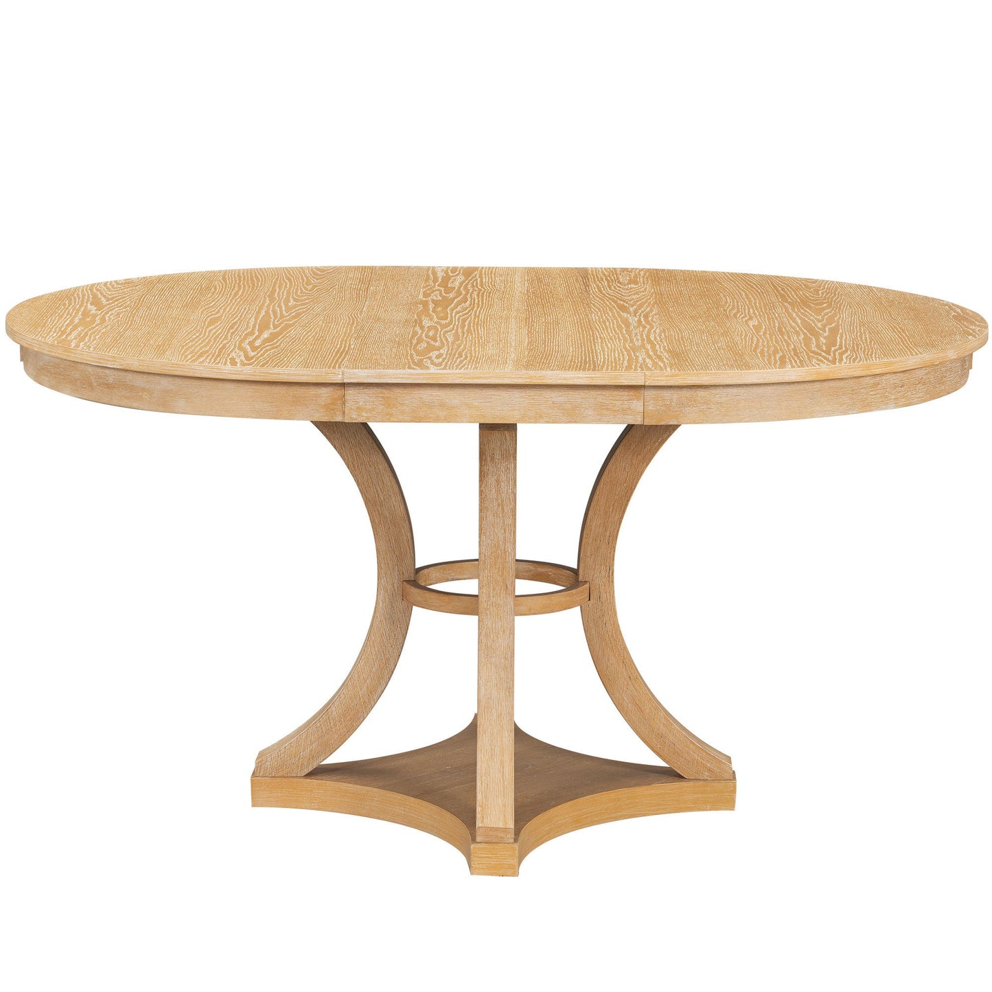 5-Piece Retro Functional Dining Table Set Extendable Round Table and 4