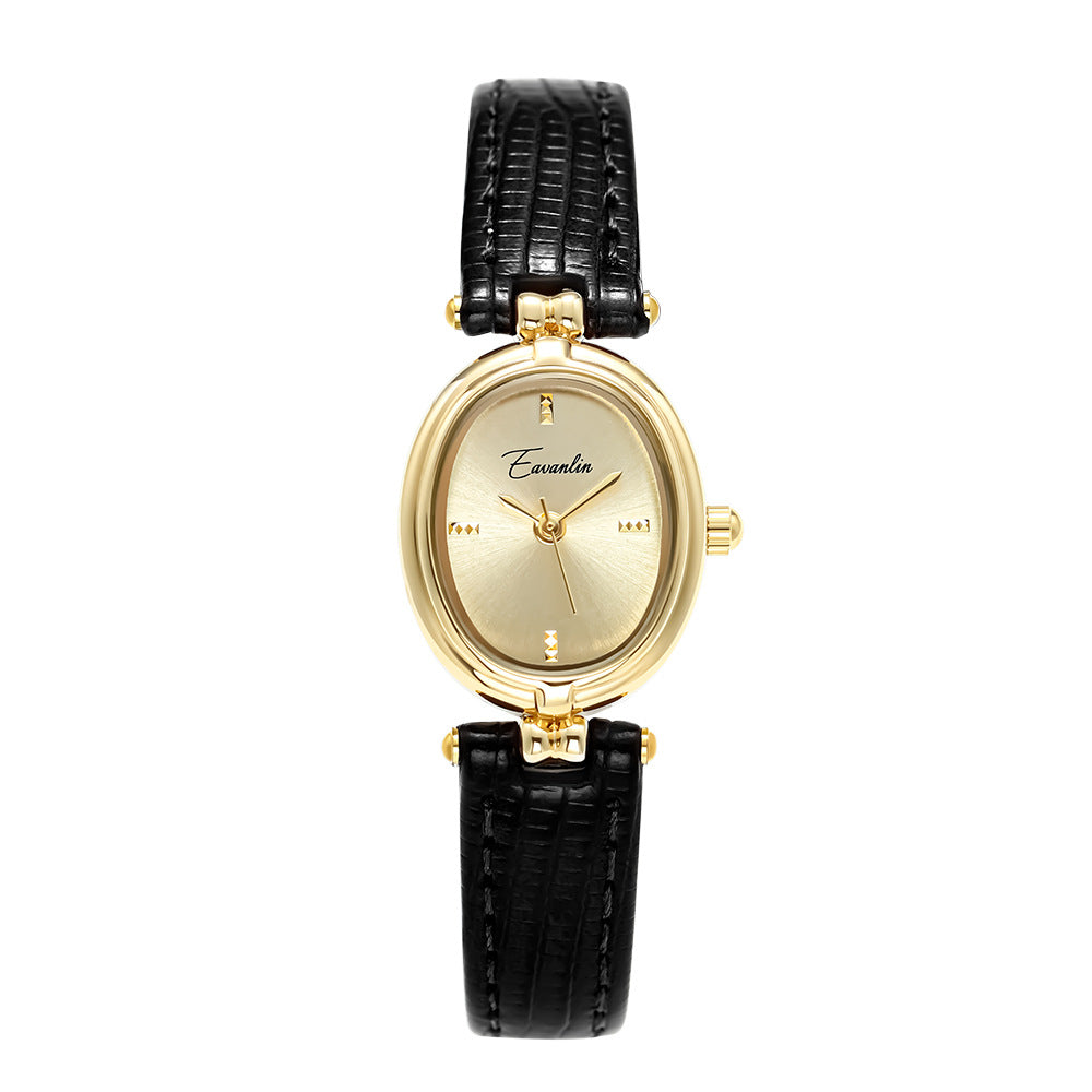 Womens Leather Belt Round-shaped Fashionable Artistic Niche Watch