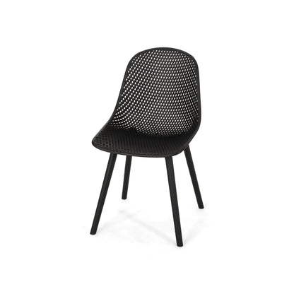 Accent Chair Minimalist Polypropylene Black Perforated Diamond Mesh 18.5x22 In