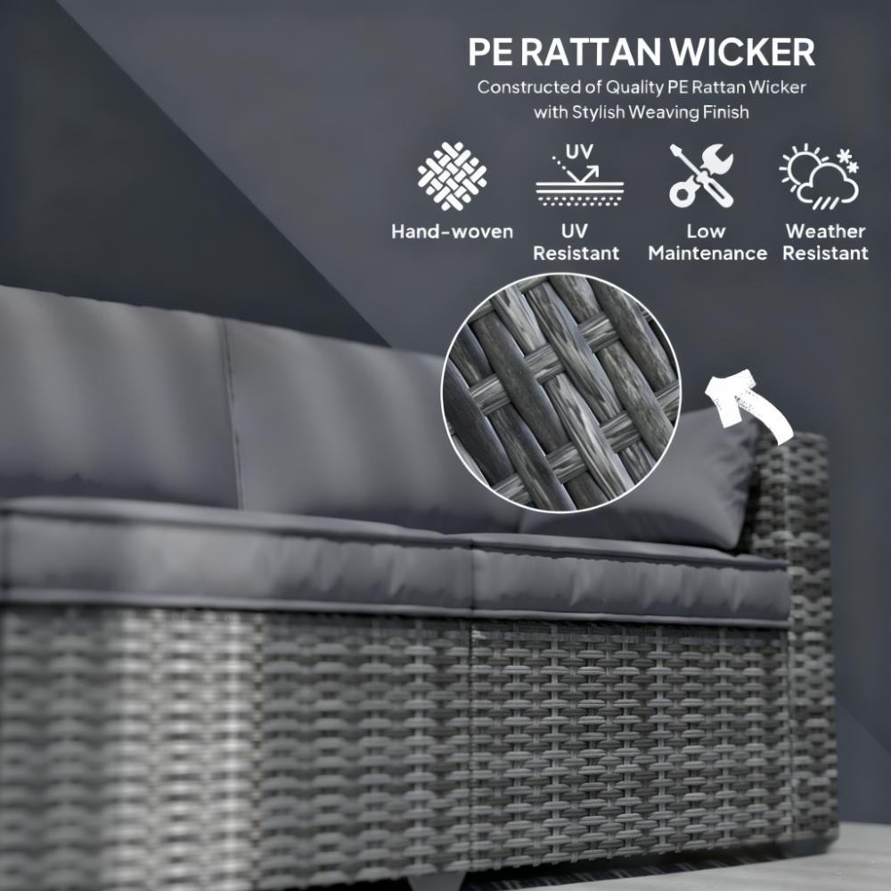 Outdoor Sofa PE Rattan 3-Seat 79" Gray