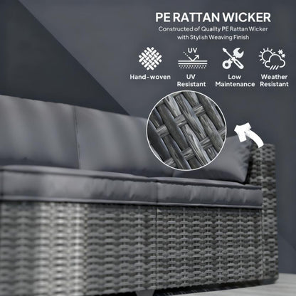 Outdoor Sofa PE Rattan 3-Seat 79" Gray