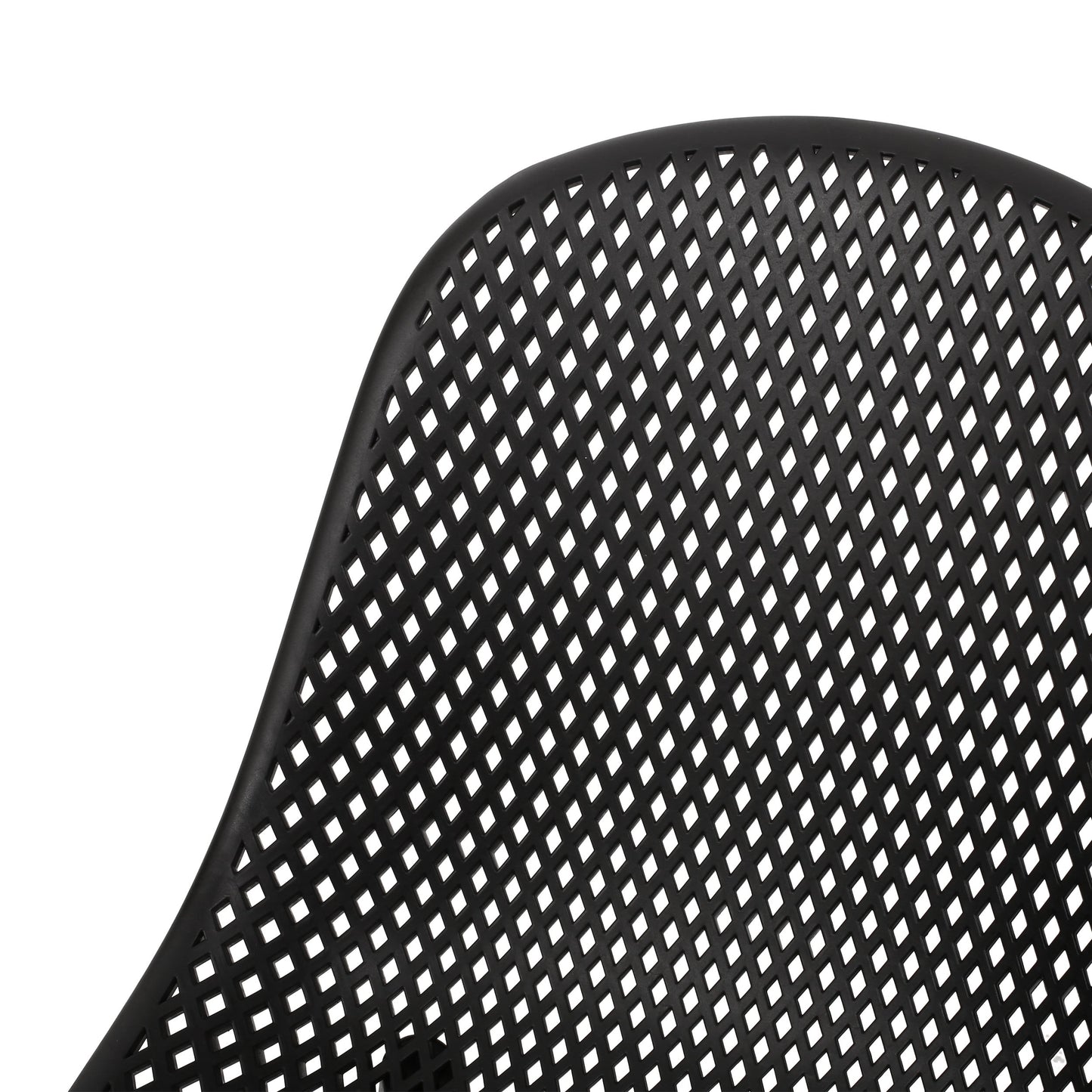 Accent Chair Minimalist Polypropylene Black Perforated Diamond Mesh 18.5x22 In