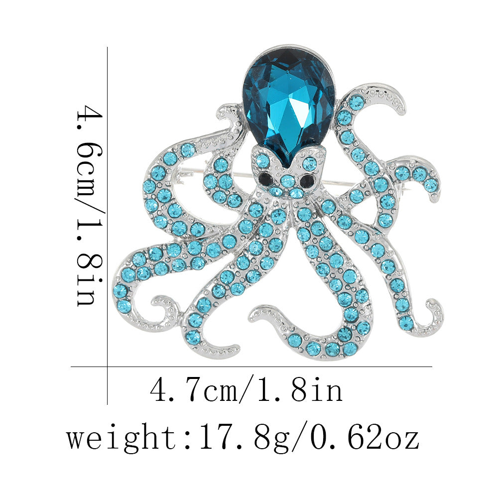 Best-selling Rhinestone Sea Turtle And Octopus Brooch