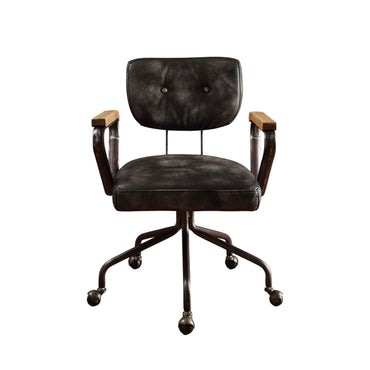 Hallie - Top Grain Leather Office Chair - Vintage Black