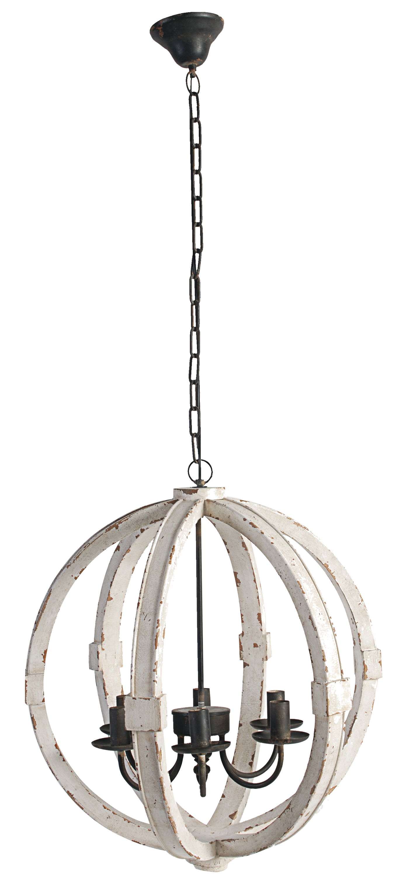 Chandelier 6-Light Wood Hanging Adjustable Chain Kitchen Dining Room
