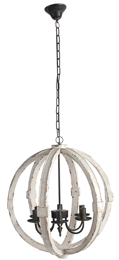 Chandelier 6-Light Wood Hanging Adjustable Chain Kitchen Dining Room