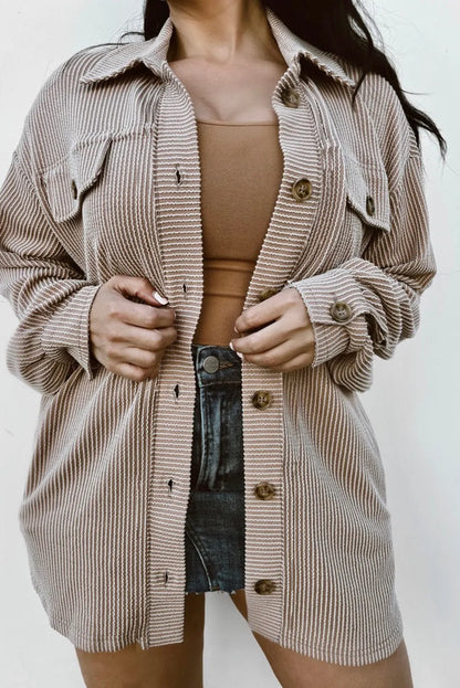Plus Size Plaid Button-Up Jacket