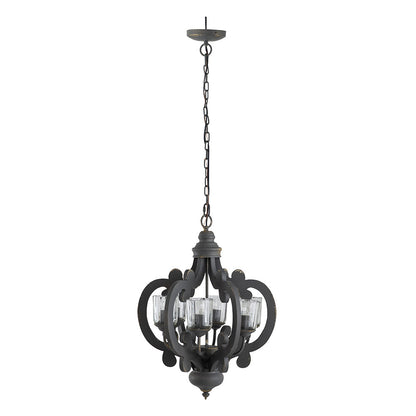 Chandelier Farmhouse 6-Light Wood Pendant Adjustable Chain Dining Room