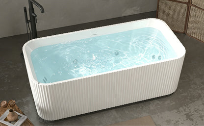 67' Rectangle Acrylic Whirlpool Bathtub Freestanding Soaker Tub Chrome Drain cUPC
