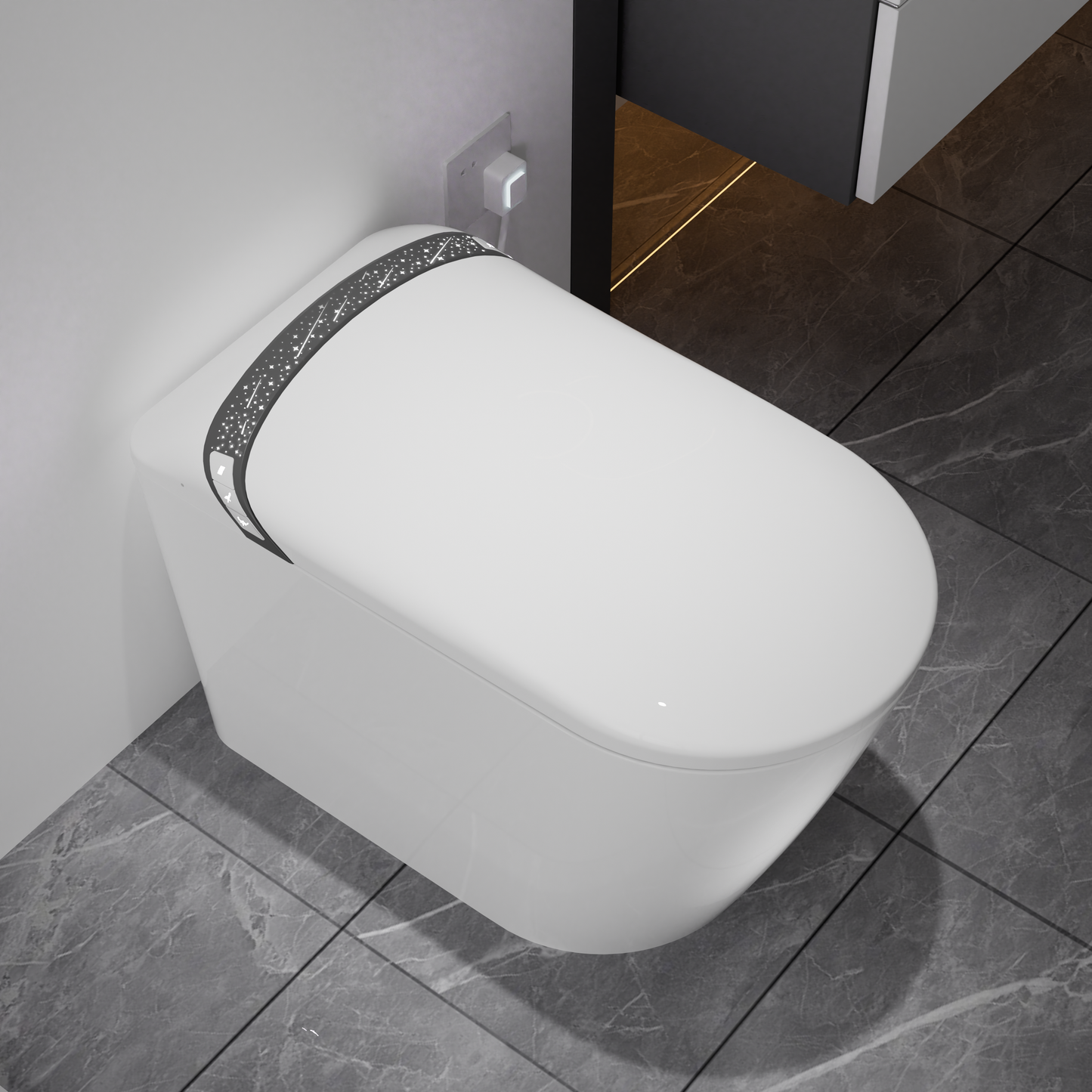 Elongated Smart Toilet with Bidet Built In, Tankless, Auto Open/Close, White