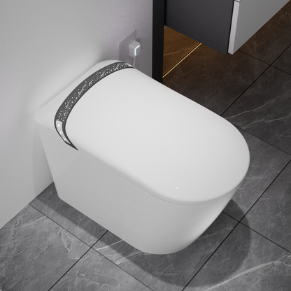 Elongated Smart Toilet with Bidet Built In, Tankless, Auto Open/Close, White