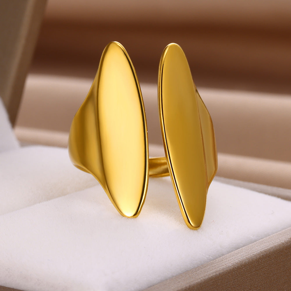Geometric Line-cut Hollow Mens And Womens Ring