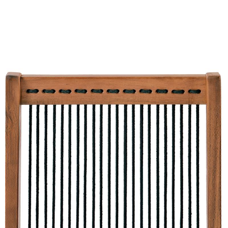 Accent Chair Folding Solid Wood Natural Rope Seat Indoor Outdoor Foldable