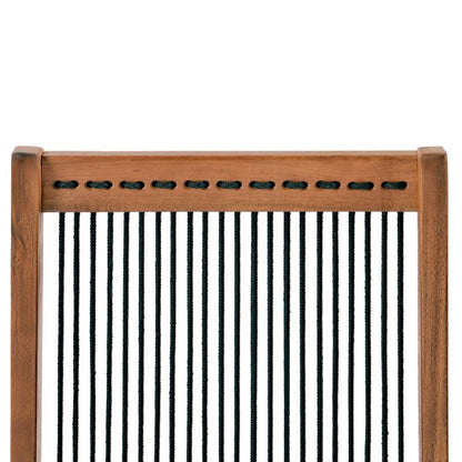 Accent Chair Folding Solid Wood Natural Rope Seat Indoor Outdoor Foldable