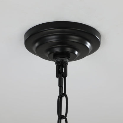 Chandelier 8-Light Black Chrome Geometric Industrial Metal Pendant 18 In