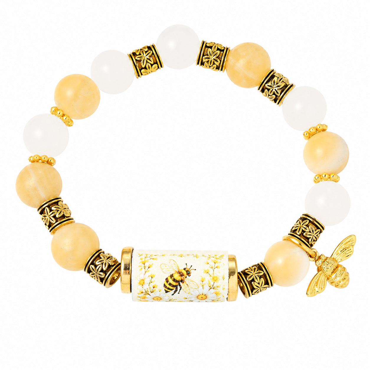 Womens Beaded Bracelet With Metal Tubes