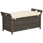 Outdoor Storage Bench PE Wicker Cream White 27 Gallon 43in