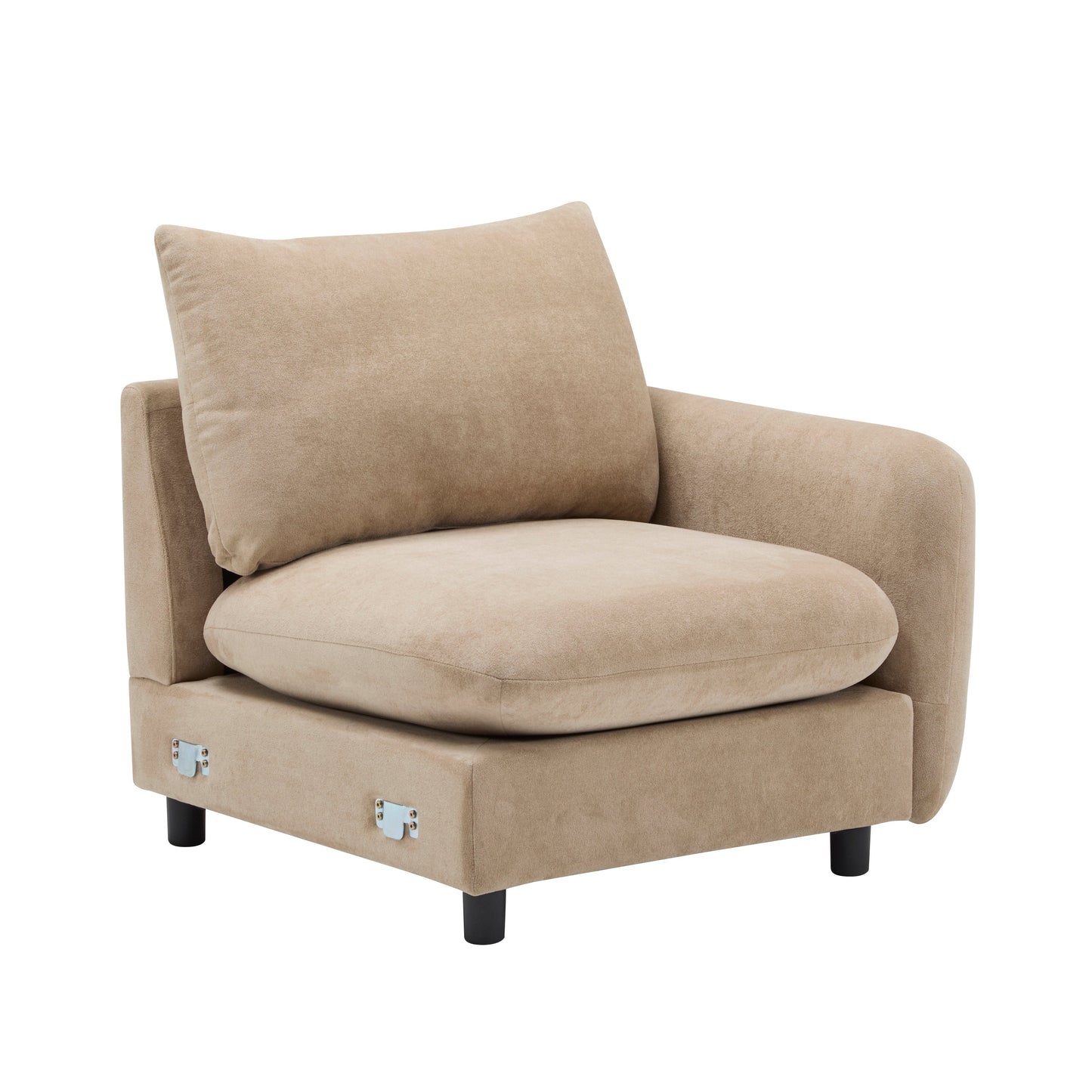 Sectional Sofa Modular Velvet Camel 5 Seat 99 In Eucalyptus Frame