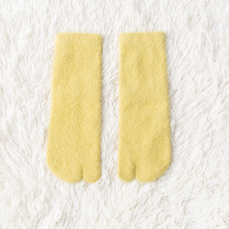 Women's Fleece-lined Thermal Winter Toe Socks Mid-calf Thick Warm