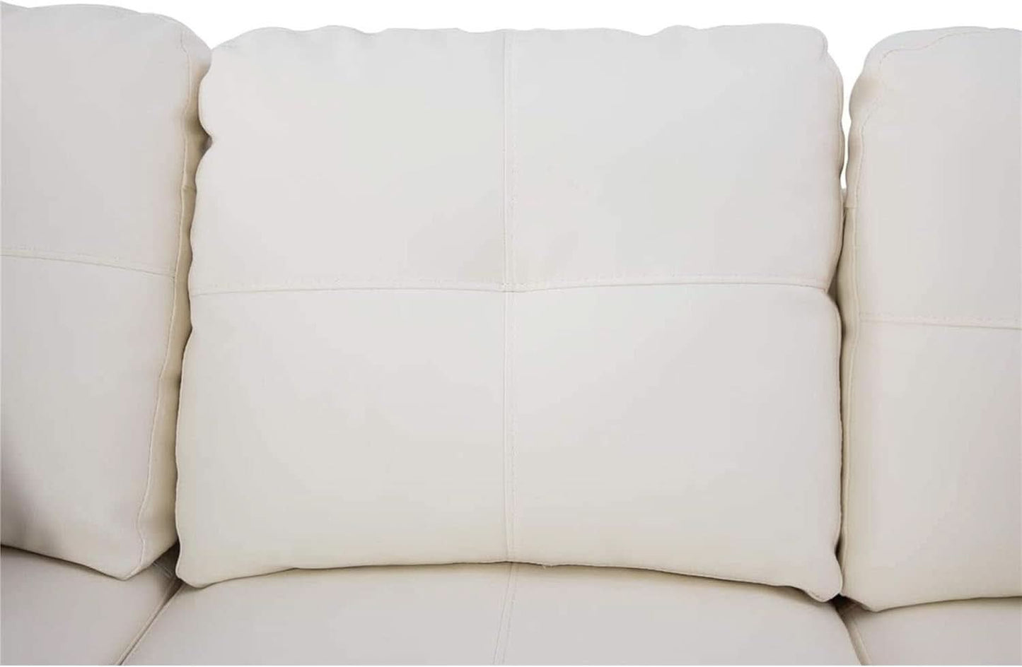 Sectional Sofa Faux Leather White L Shaped Couch Set