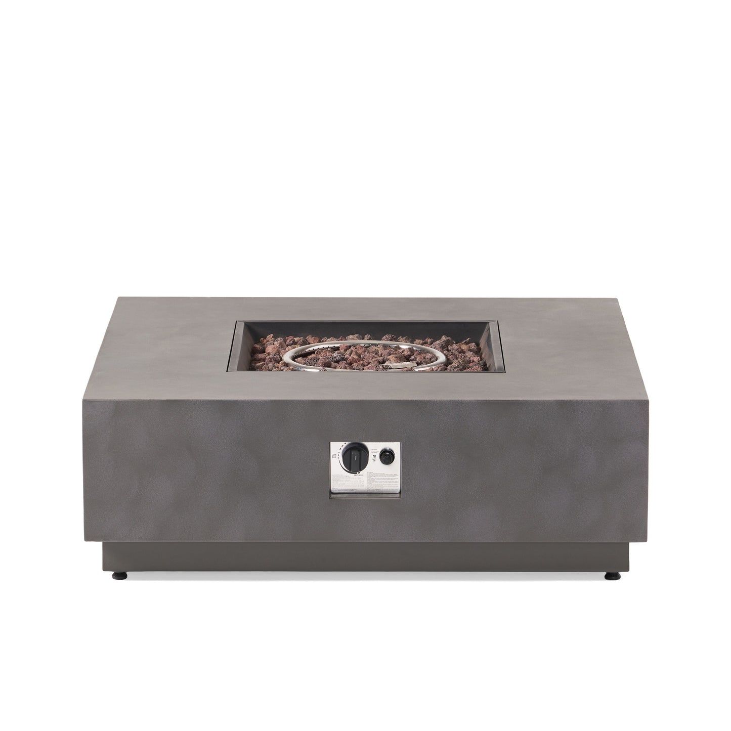 Modern SQUARE Iron Fire Pit 50,000 BTU Stone Gray Finish 39-Inch
